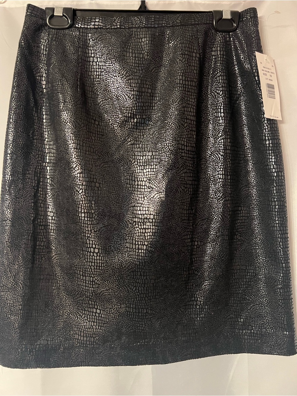 Black Textured Faux-Snakeskin lined Skirt. NWT